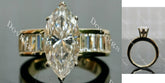 Doveggs Marquise Modified H&A cut half eternity pave moissanite engagement ring