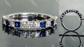 Doveggs 2.5mm princess moissanite/lab grown diamond & colored gem combo wedding band-2.2mm band width