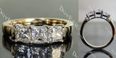 Doveggs three stones princess moissanite ring/moissanite wedding band-2.8mm band width