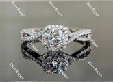 Doveggs cris cross band halo engagement ring semi-mount only(Exclusively to DovEggs Stones)
