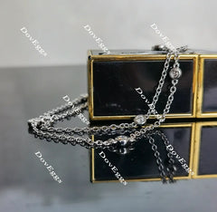 Doveggs round bezel setting moissanite/lab grown diamond necklace for women