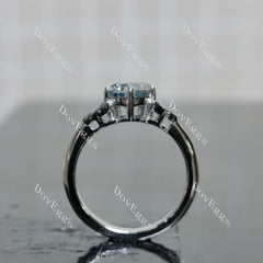 (size 5-5.25) Doveggs sterling silver 1ct round stardust grey colored moissanite engagement ring