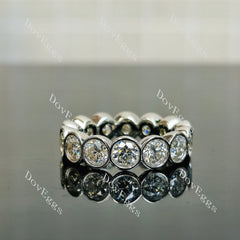 Bubbles round full eternity bezel moissanite/lab grown diamond wedding band-5.3mm band width
