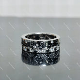 (size 5) Doveggs sterling silver 1.43cttw moissanite and black sapphire wedding band