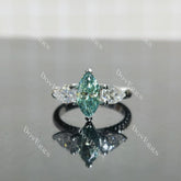 (size 4.75) Doveggs sterling silver 1ct marquise colored moissanite engagement ring