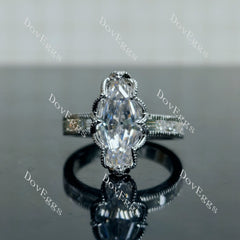 Doveggs Marquise Step cut half eternity pave moissanite engagement ring