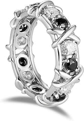 Doveggs sterling silver 3mm round GHI & black moissanite wedding band 5.5mm Band Width