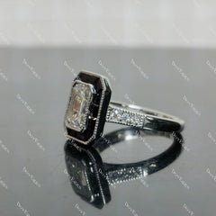 (size 4.75)Doveggs 2ct GHI color emearld moissanite engagement SS ring
