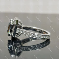 (size 8.25) Doveggs 4ct peacock blue cushion moissanite sterling silver engagement ring