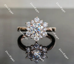 Doveggs flower shape round moissanite engagement ring