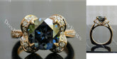 Doveggs round pave halo stardust grey moissanite engagement ring