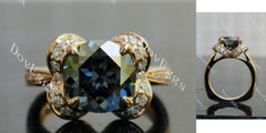 Doveggs round pave halo stardust grey moissanite engagement ring