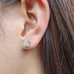Doveggs sterling silver 2cttw GHI color princess moissanite stud earrings