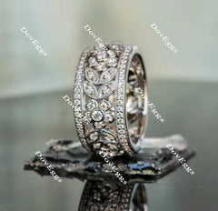 Doveggs round art deco full eternity moissanite/lab grown diamond wedding bands-10.3mm band width