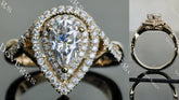 Doveggs pear double halo pave moissanite engagement ring (engagement ring only)