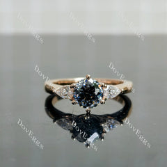 Doveggs round three-stone stardust grey moissanite engagement ring