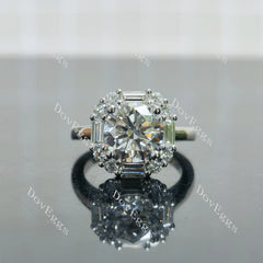 Doveggs Round Halo Vintage Lab Grown Diamond Engagement Ring