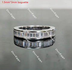 Doveggs half eternity channel set baguette moissanite /Lab grown diamond wedding band/moissanite ring-2.8mm band width