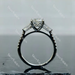 Cushion pave half eternity moissanite engagement ring| DovEggs
