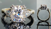 Doveggs cushion three-stone moissanite engagement ring