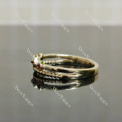 DovEggs art deco round colored gem/lab grown diamond wedding band-2.0mm band width