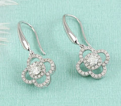 Doveggs flower shape moissanite/lab grown diamond dangle earrings for women