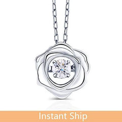 doveggs diamond 18k white gold center 0.15 carat diamond pendant necklace