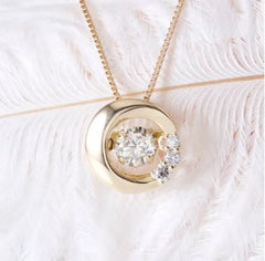 doveggs diamond 18k yellow gold center 0.2 carat diamond pendant necklace