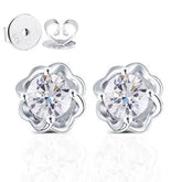 Doveggs flower shape moissanite studs push back earrings