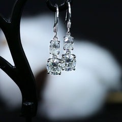 Doveggs 3 carat oval cut dangle moissanite earrings for women