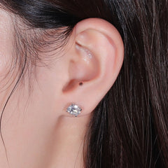 Doveggs oval moissanite push back earrings with accents for women