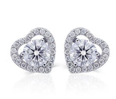Doveggs round heart shape moissanite studs earrings for women