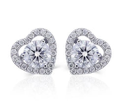 Doveggs round heart shape moissanite studs earrings for women