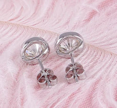 Doveggs bezel setting moissanite push back stud earrings