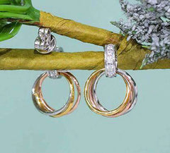 Doveggs Tri-color gold channel set moissanite/lab grown diamond hoop earring