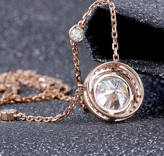Doveggs round halo moissanite pendant necklace for women