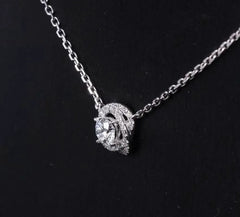 Doveggs round halo moissanite pendant necklace for women