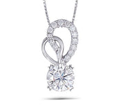 Doveggs round moissanite pendant necklace with accents (pendant only)