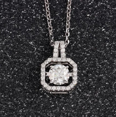 Doveggs art deco round moissanite pendant necklace (pendant only)