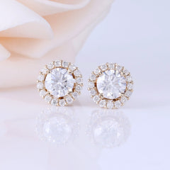 Doveggs jacket round moissanite stud earrings for women