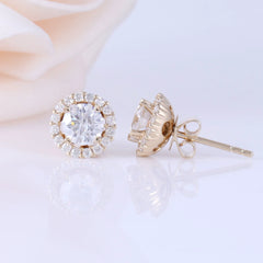 Doveggs jacket round moissanite stud earrings for women