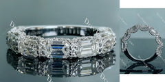 Doveggs emerald art deco pave moissanite/Lab grown diamond wedding band-2.5mm band width