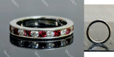 Doveggs round eternity channel set moissanite/lab grown diamond & colored gem wedding band-3.3mm band width