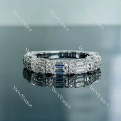 Doveggs emerald art deco pave moissanite/Lab grown diamond wedding band-2.5mm band width