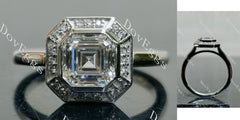 Doveggs Asscher Halo Bezel Lab Grown Diamond Engagement Ring