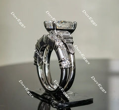 Doveggs round emerald half eternity moissanite/lab grown diamond wedding band (wedding band only)-1.8mm band width