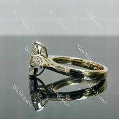 Doveggs Marquise Modified H&A cut pave three stones moissanite engagement ring