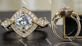 Doveggs cushion art deco halo moissanite engagement ring