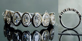 Doveggs oval seven stones bezel moissanite/lab grown diamond wedding band-2.5mm band width