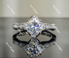 DovEggs art deco cushion moissanite engagement ring